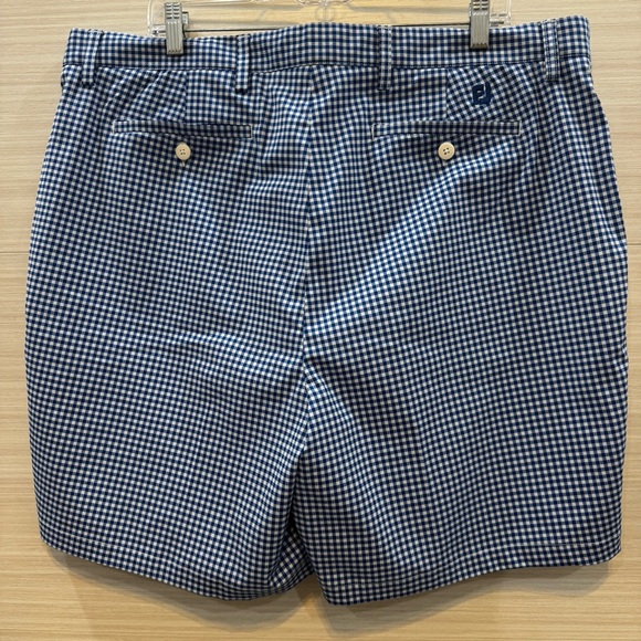 FootJoy Blue and White Checkered Flat Front Shorts Waist 40 - Picture 2 of 6